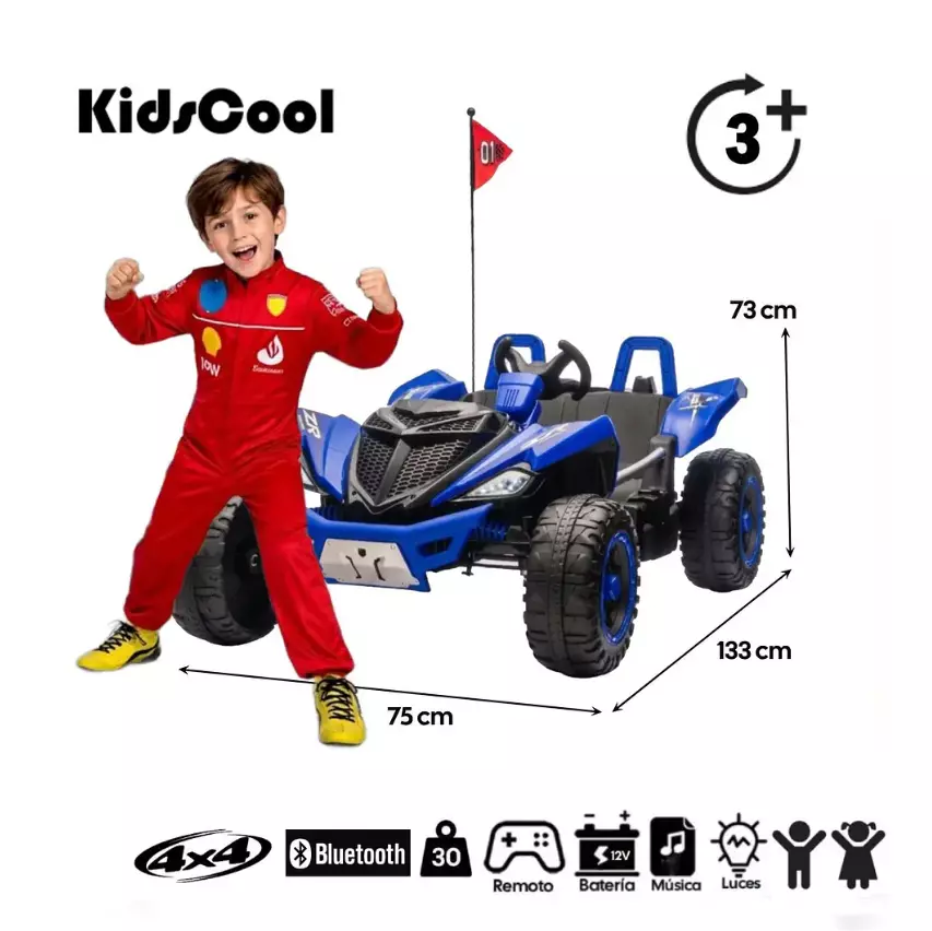 Auto A Batería Monster Azul 4x4 Kidscool 24V APP Control Remoto -7
