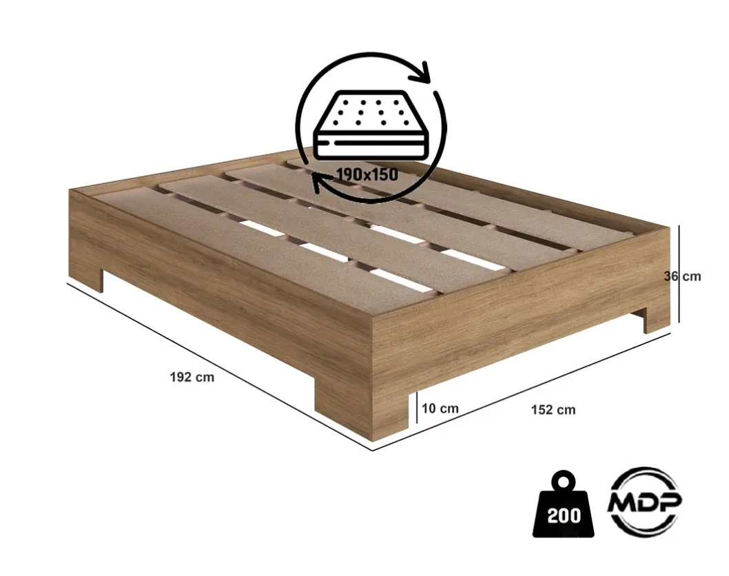 CAMA 2 PLAZA XANGAI 190X150  MIEL-3