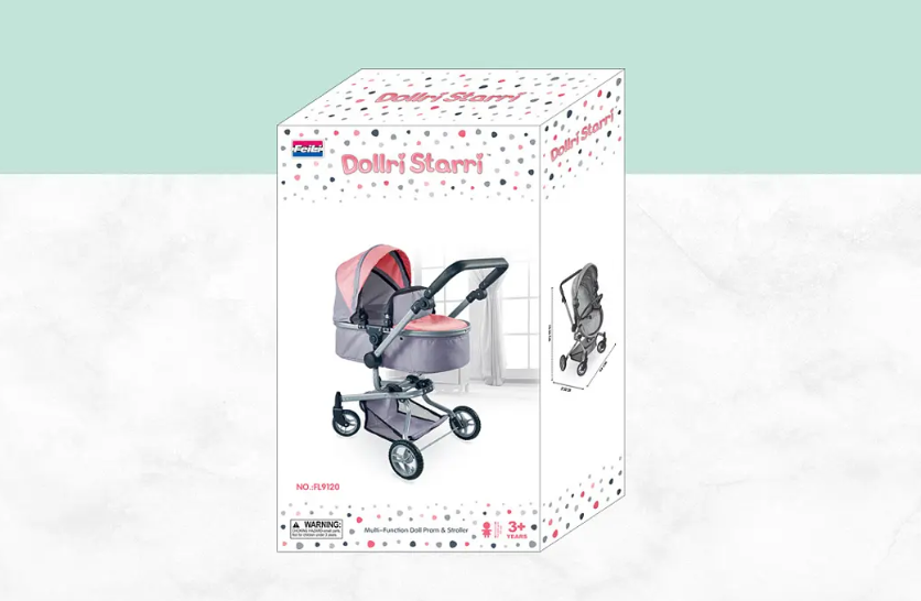 COCHE CUNA JUGUETE PARA MUÑECAS ROSADO KIDSCOOL-3