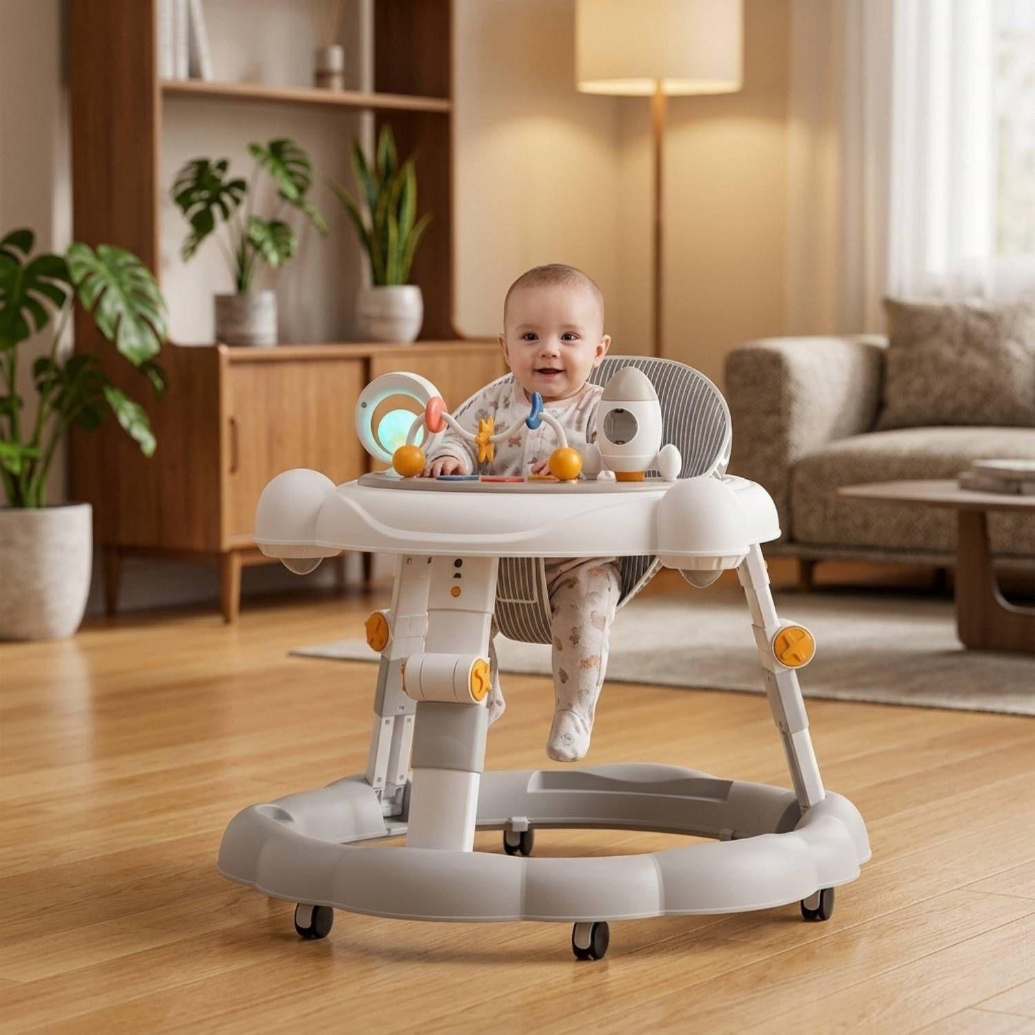 Andador Bebé Kidscool Antivuelco Plegable 4 en 1 Gris-1