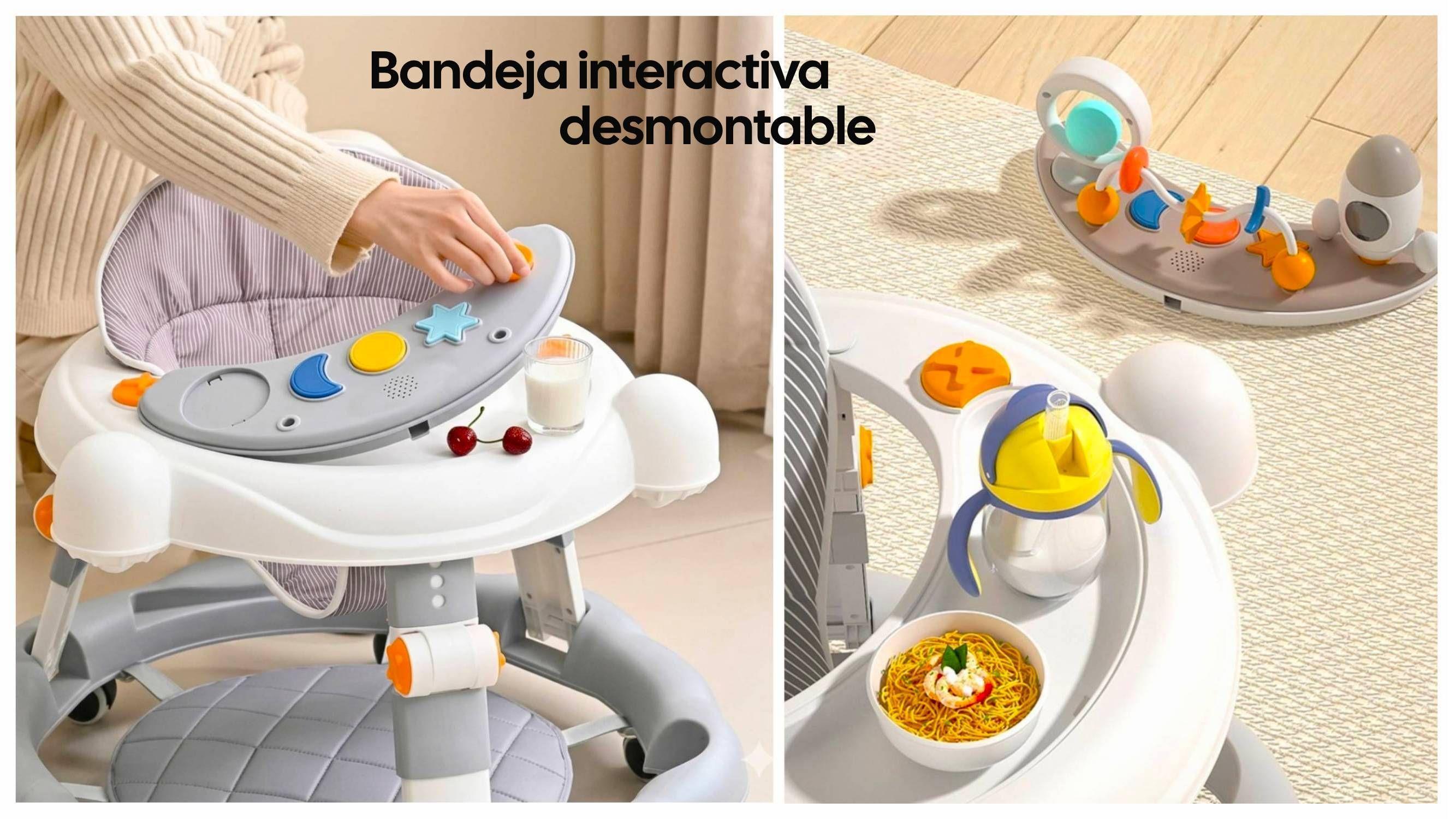 Andador Bebé Kidscool Antivuelco Plegable 4 en 1 Gris-3