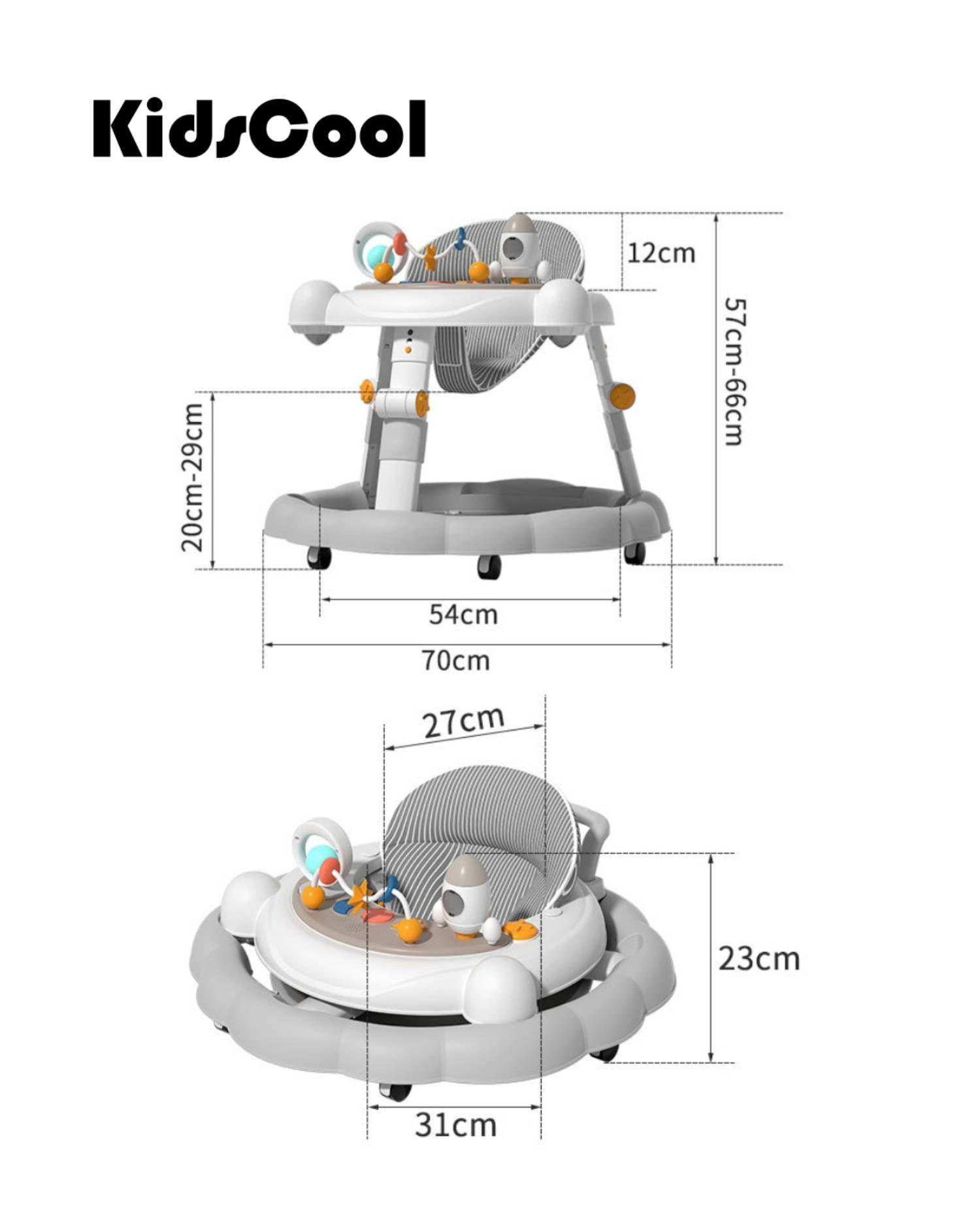 Andador Bebé Kidscool Antivuelco Plegable 4 en 1 Gris-5