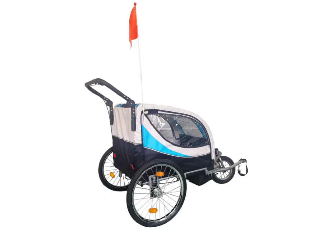 CARRITO JOGGER BABY TRAILER PARA 2 NIÑOS AZUL-2