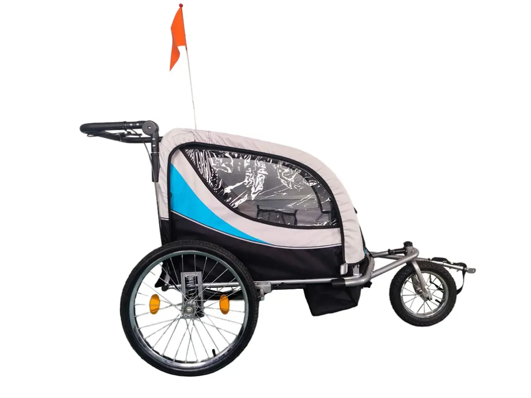 CARRITO JOGGER BABY TRAILER PARA 2 NIÑOS AZUL-4
