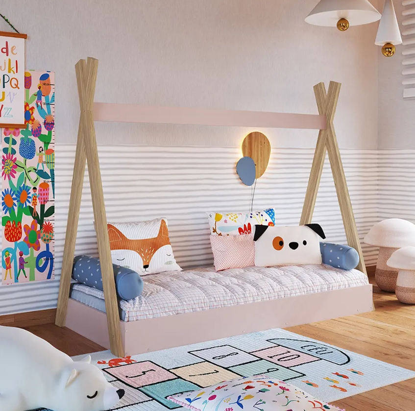 CAMA INFANTIL MONTESSORI ROSADO-3