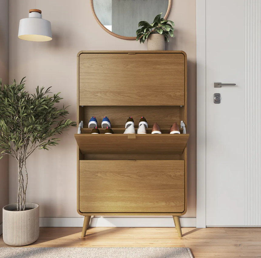 Zapatero 3 Puertas Abatibles Roble Be Design -2