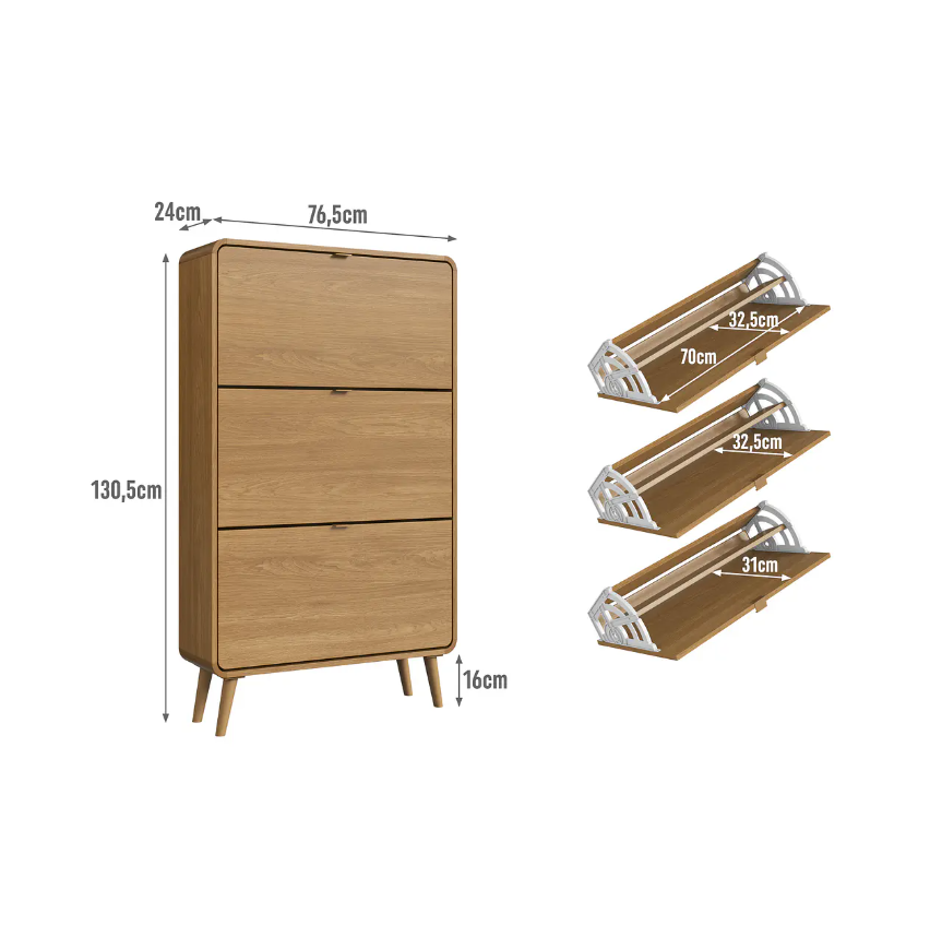 Zapatero 3 Puertas Abatibles Roble Be Design -3