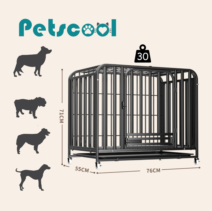 Jaula Corral Para Perro y Gato Grande Doble Puerta Con Bandeja y Ruedas-7