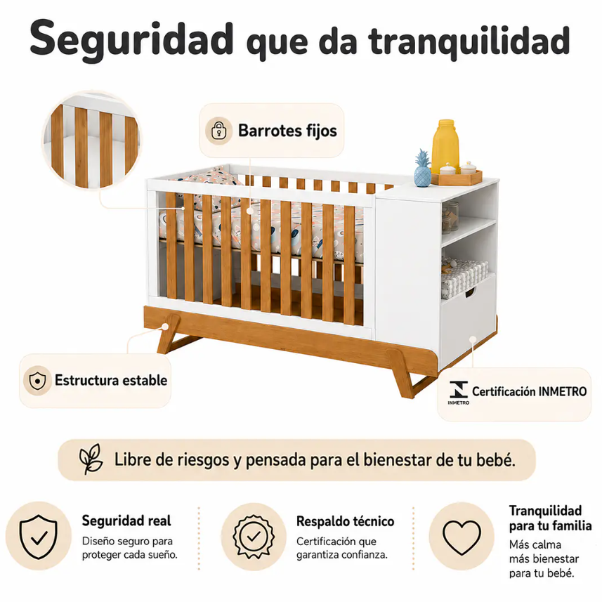 Cuna Multifuncional Bebé Con Cómoda Maxx Blanca Eco Wood-5