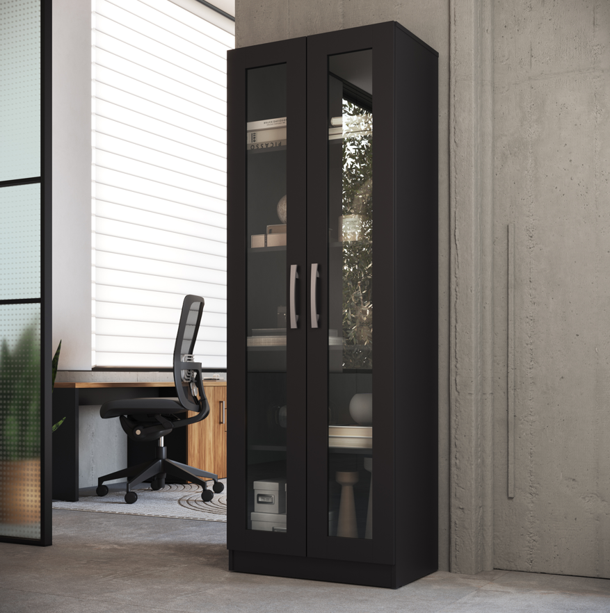 VITRINA 2 PUERTAS DE VIDRIO NEGRO EMOVELL-2