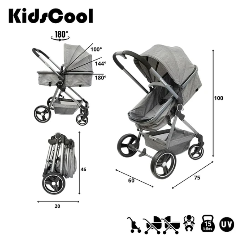 COCHE CUNA CITY COMPACT GRIS-5