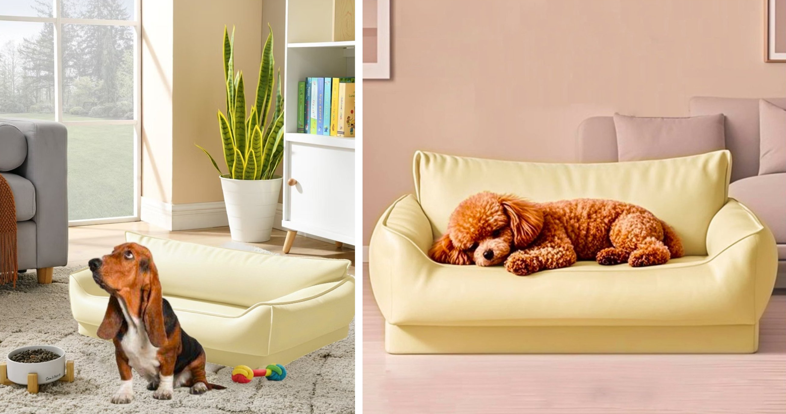 Cama Sofá Impermeable para Mascotas Beige Talla M -2