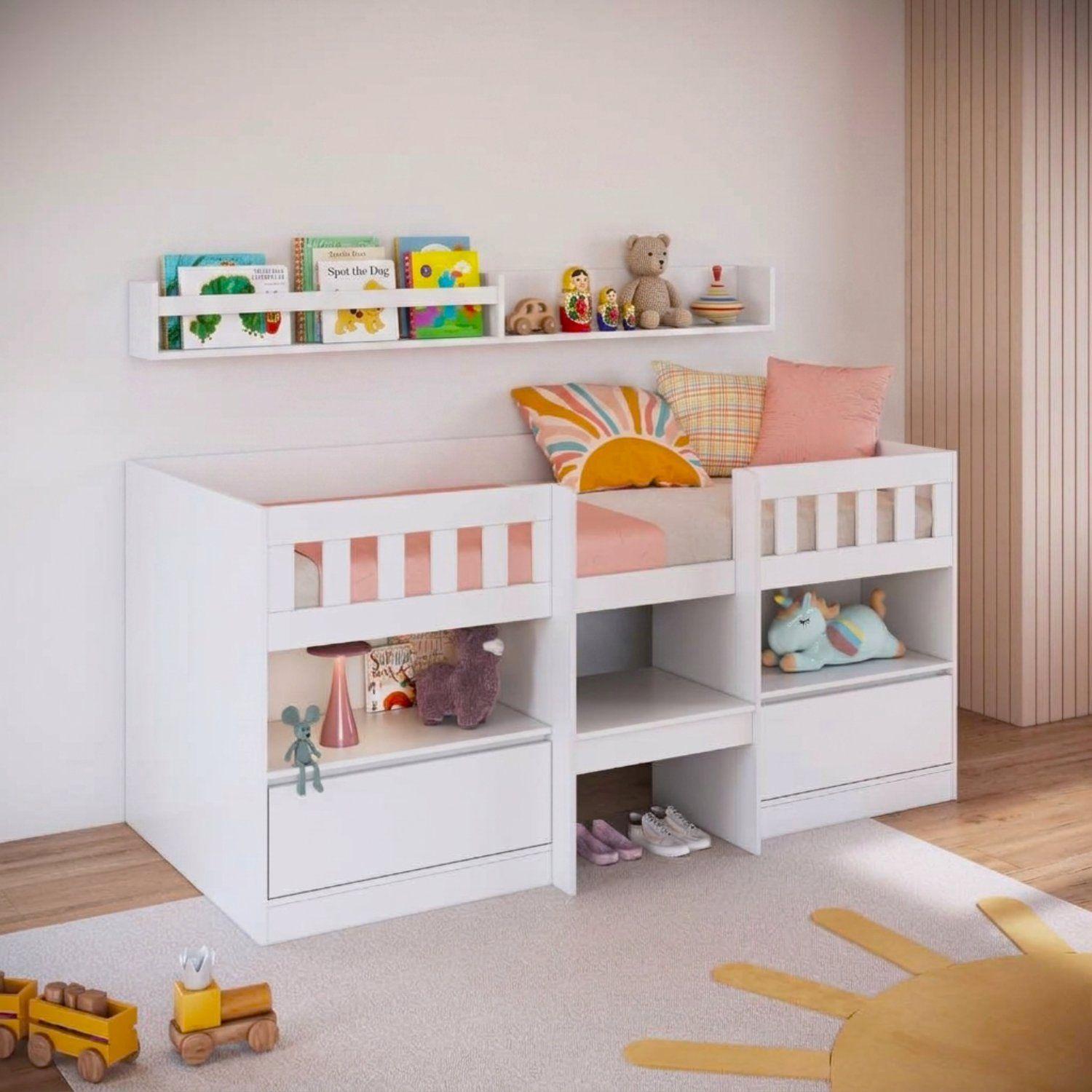 Cama Infantil Multifunción Alta 1 Plaza Blanca-4