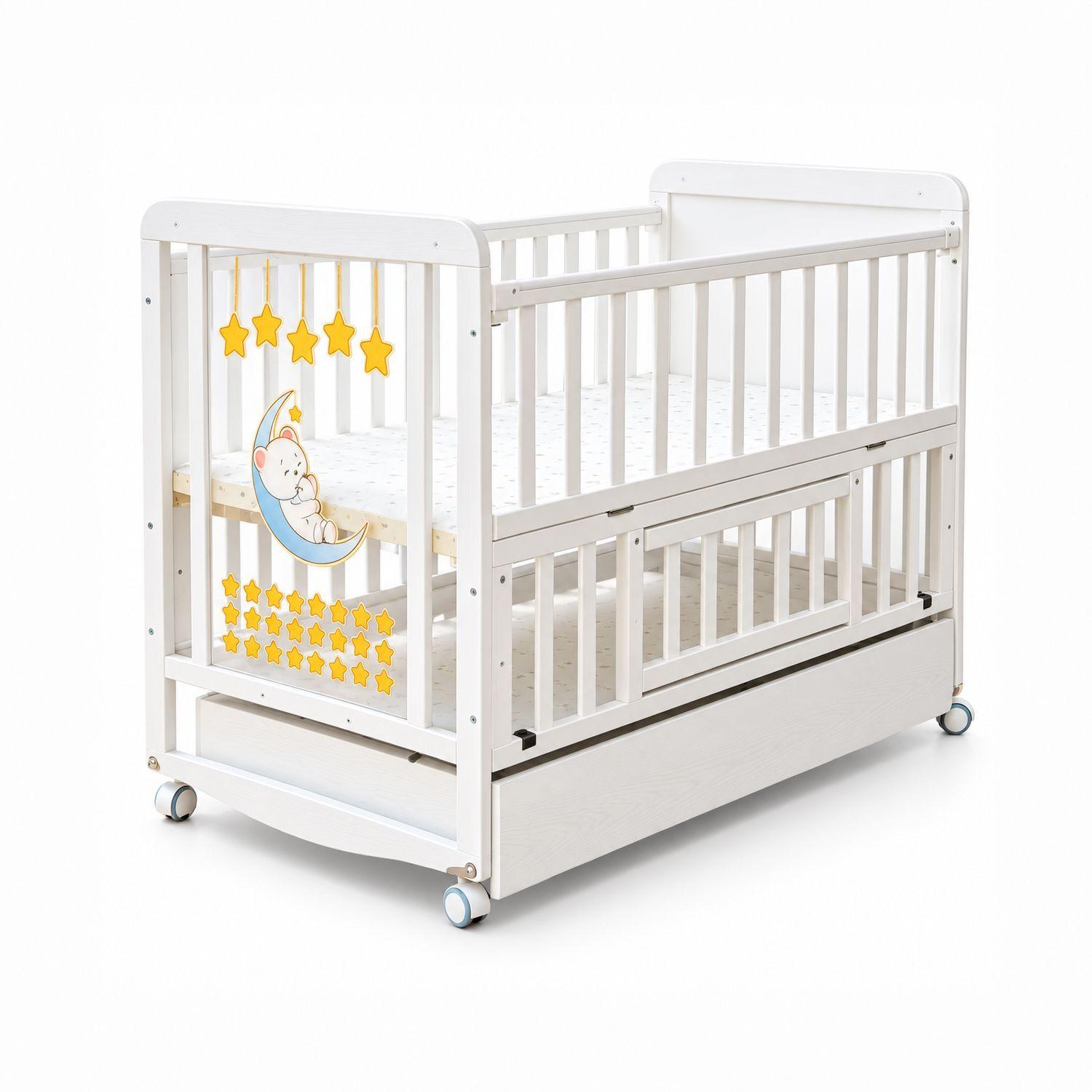 Cuna Multifunción Madera Con Luz Nocturna Mesa Apoyo Y Colchón Kidscool-3