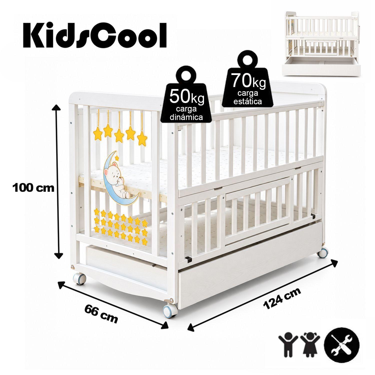 Cuna Multifunción Madera Con Luz Nocturna Mesa Apoyo Y Colchón Kidscool-4