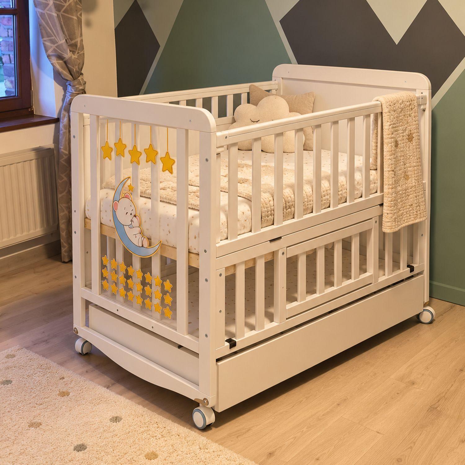 Cuna Multifunción Madera Con Luz Nocturna Mesa Apoyo Y Colchón Kidscool-7