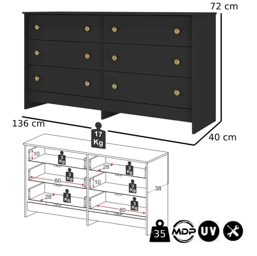 COMODA DUPLEX 6 CAJONES NEGRO-4