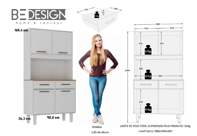 KIT COCINA POP PLUS 4 PUERTAS 2 CAJONES BLANCO ZANZINI-4