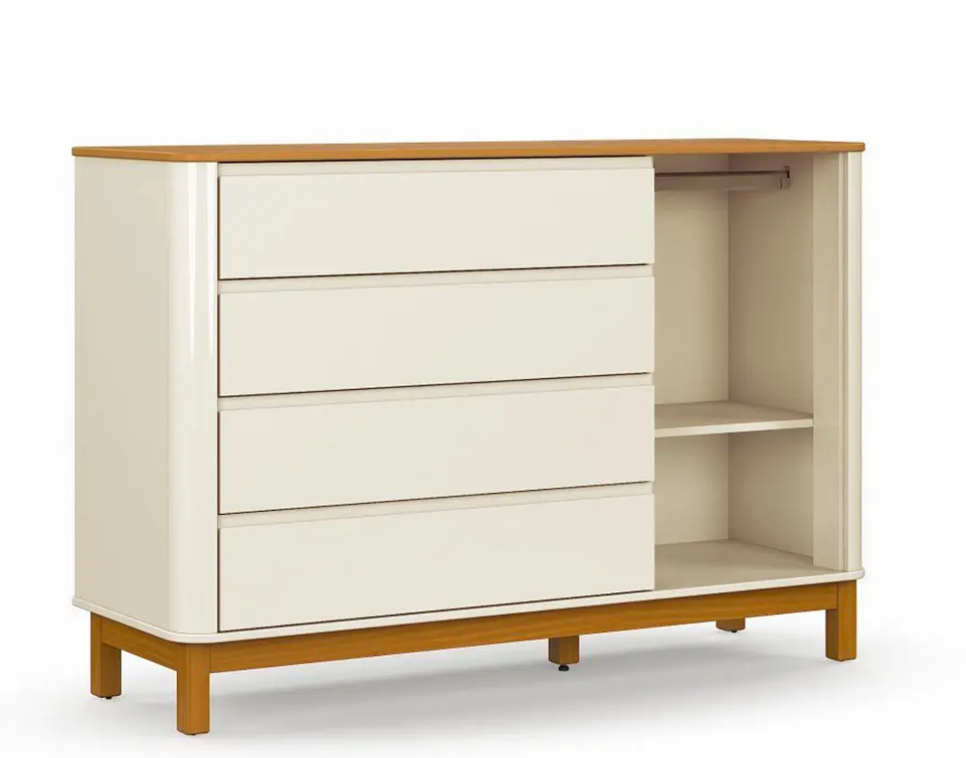 CÓMODA FLOW 4 CAJONES + PUERTA BEIGE ECO WOOD-2