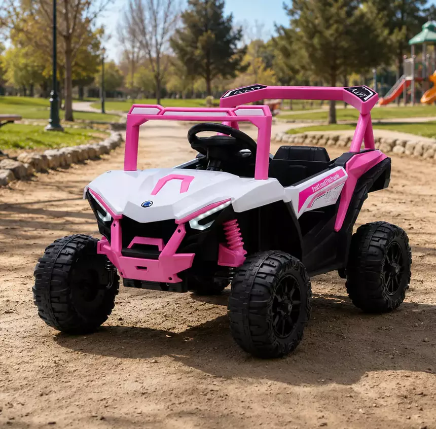 Auto A Batería Buggy Rosado 4x2 12V Kidscool Control Remoto y Balanceo-6