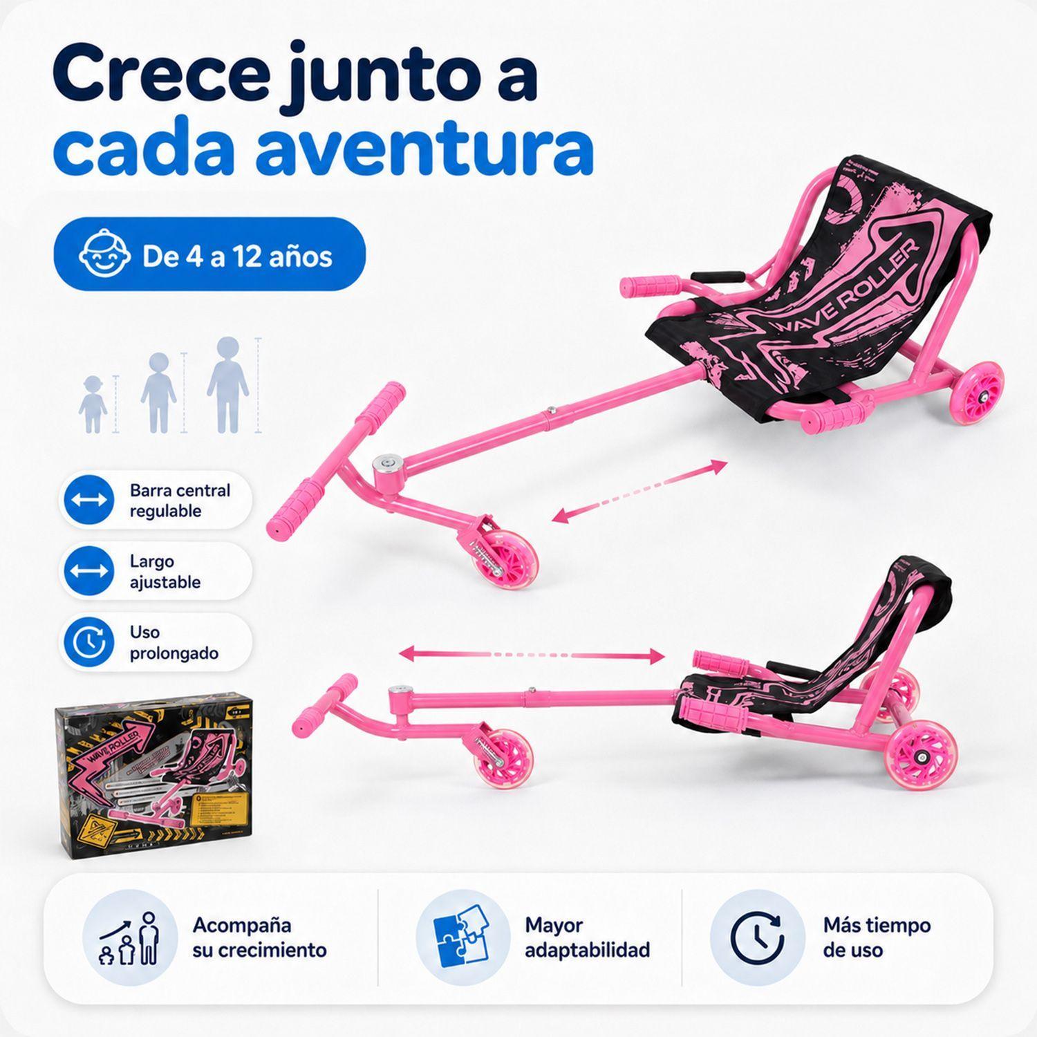 Easy Roller Con Luces Kidscool Rosado Wave Roller-2