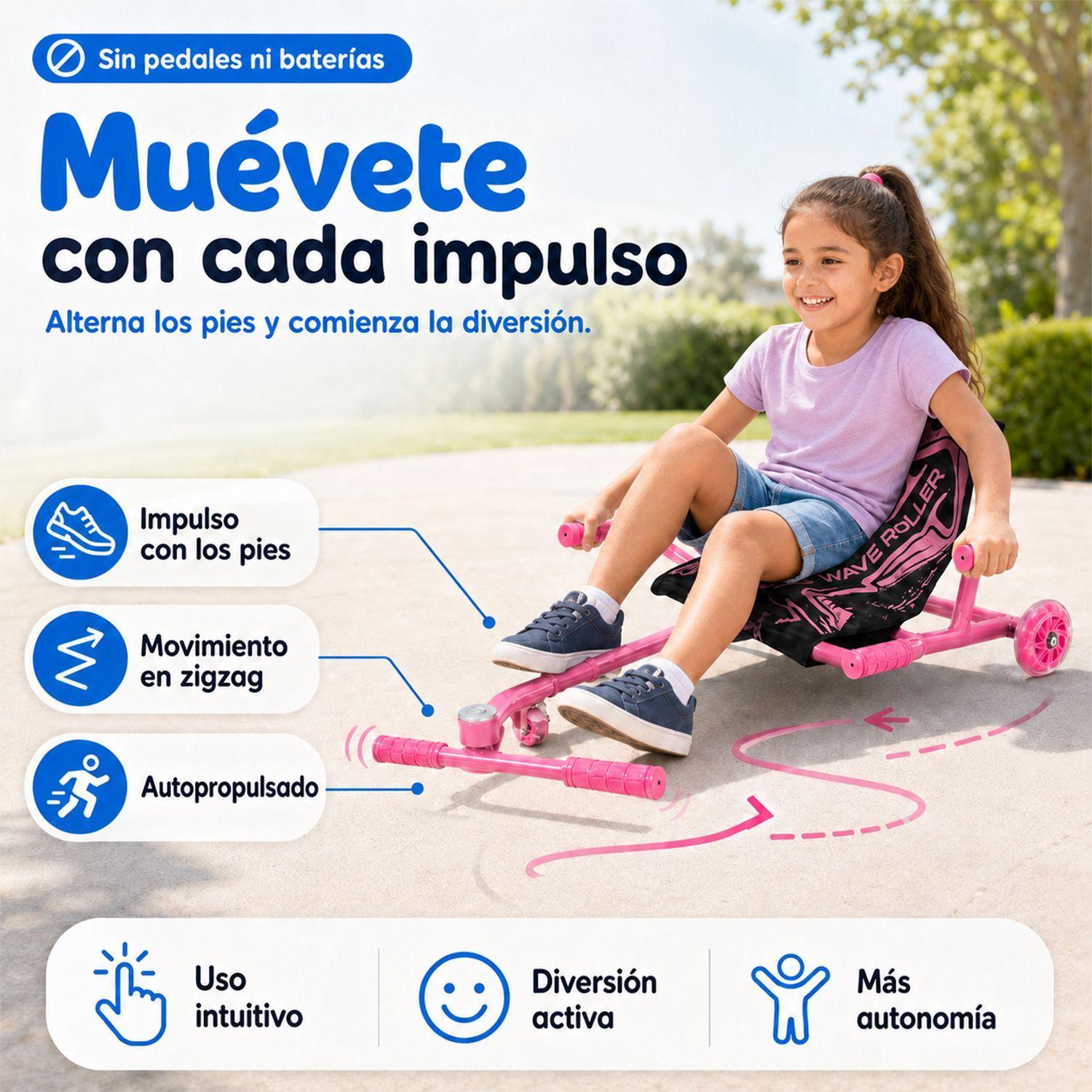 Easy Roller Con Luces Kidscool Rosado Wave Roller-3