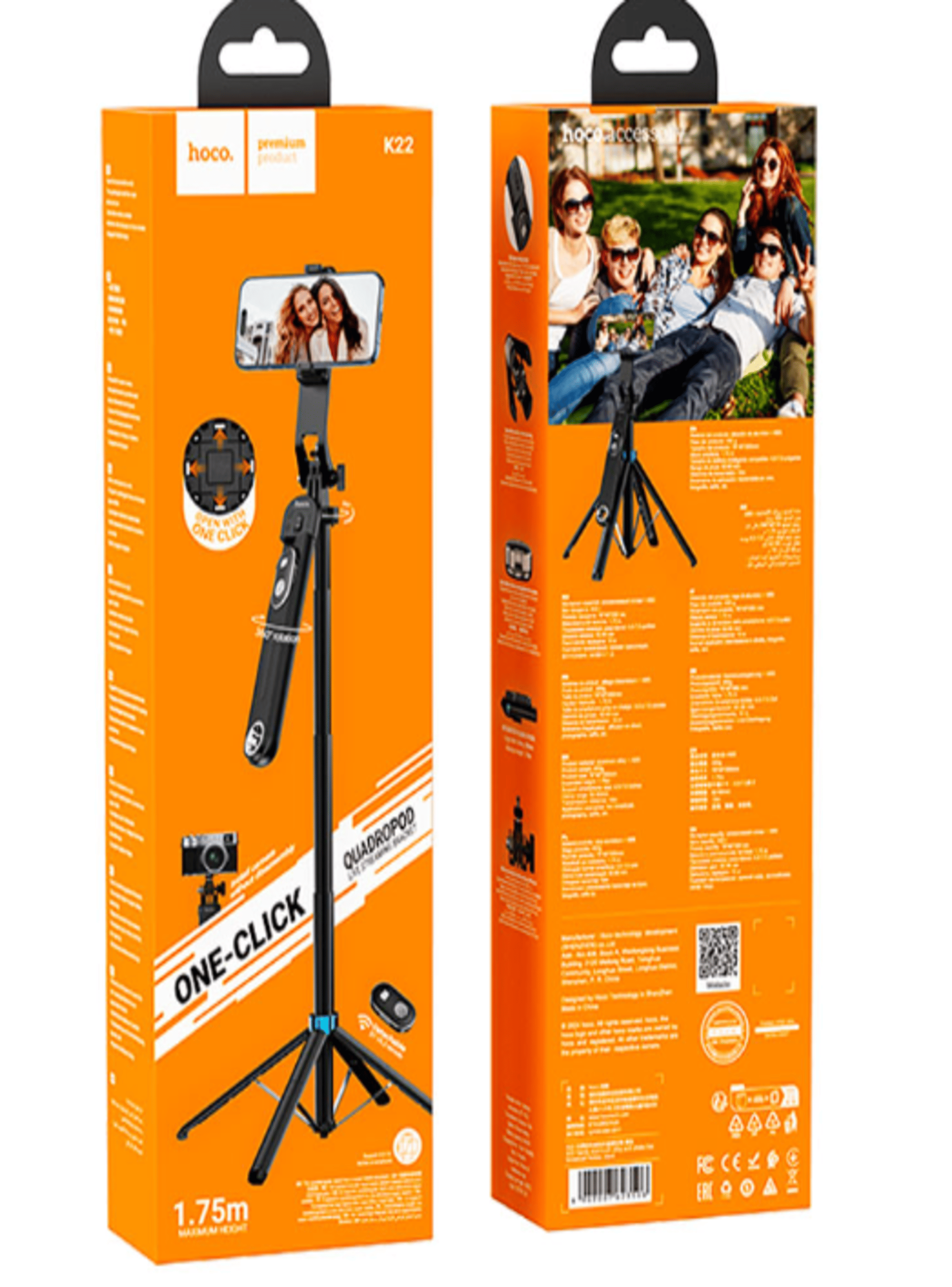 Soporte Tripode 175cms Baston Selfie para Celular y Camaras Hoco-2