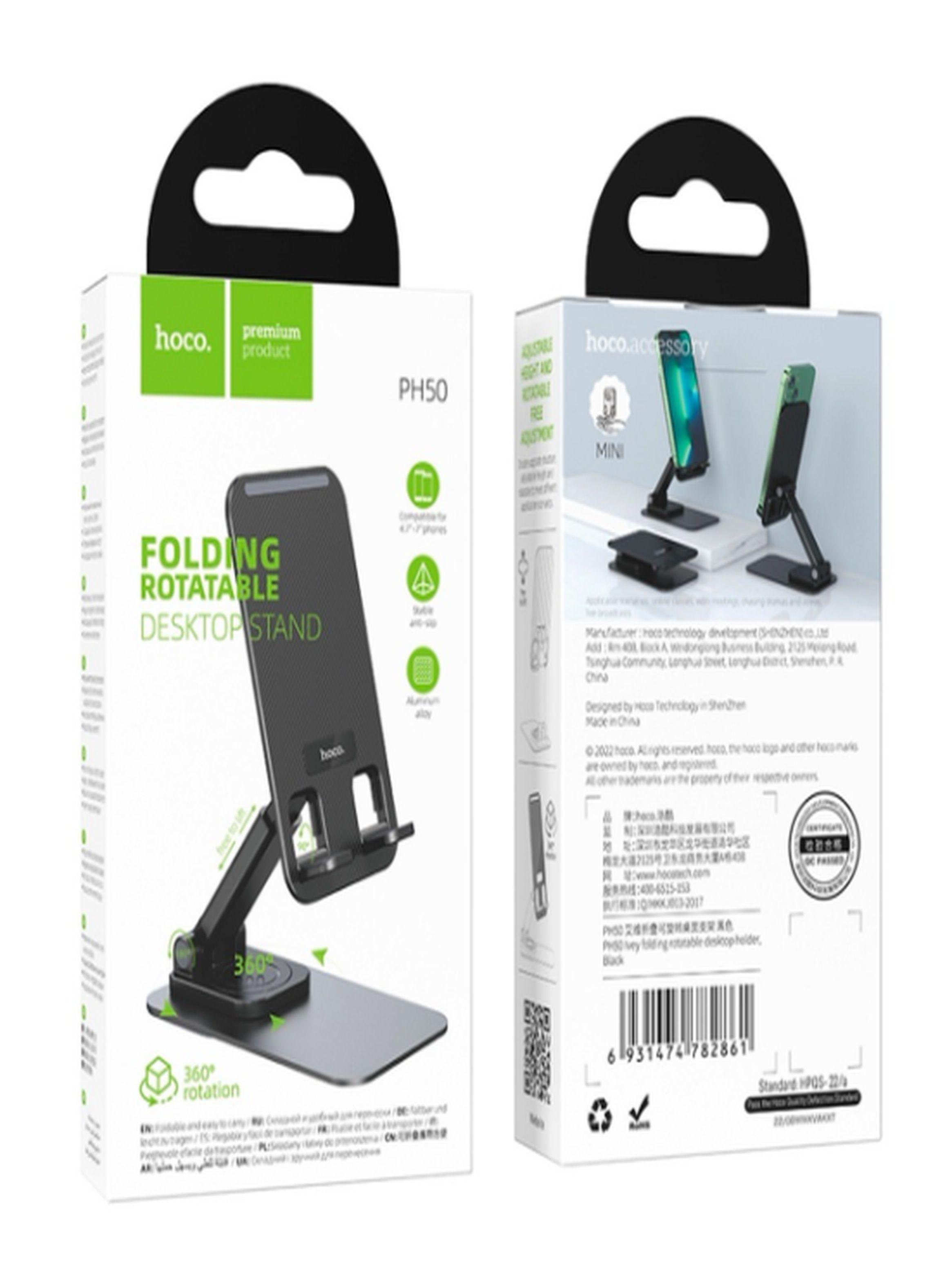Soporte Escritorio Plegable Giratorio para Celular Hoco PH50 Negro-5