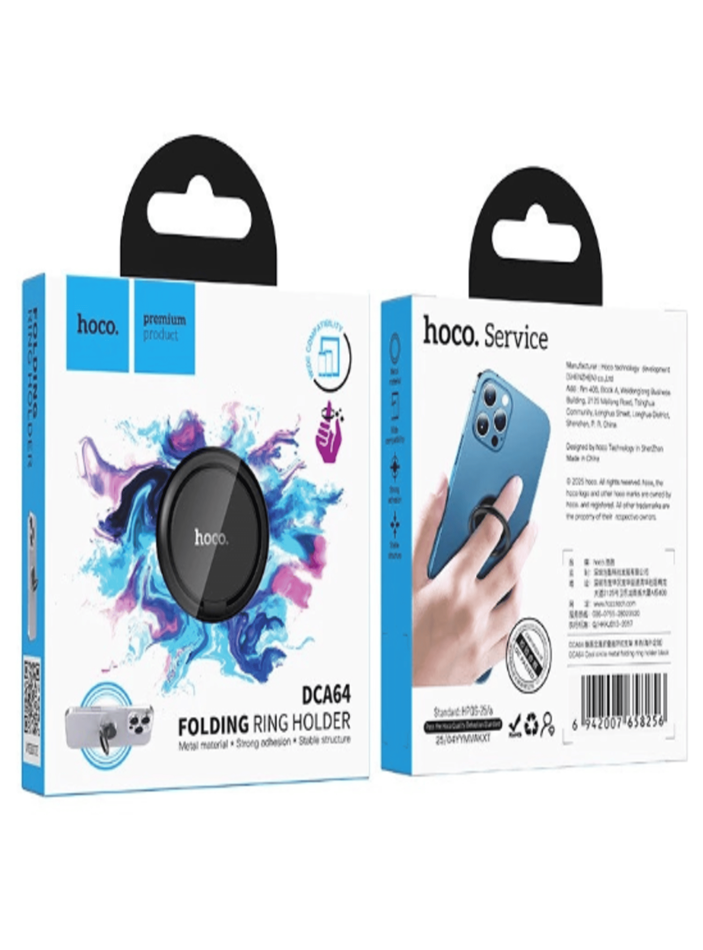 Soporte Plegable Anillo Celular Hoco Negro-2