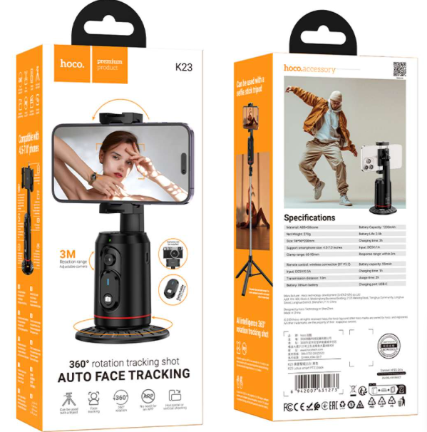 Baston Selfie Tripode Bluetooth Hoco K23 Rotacion 360 y Seguimiento-2