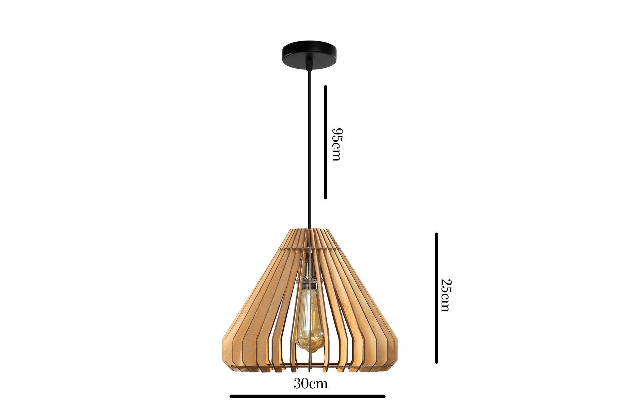 Lámpara Techo Madera Minimalista Con Ampolleta-2