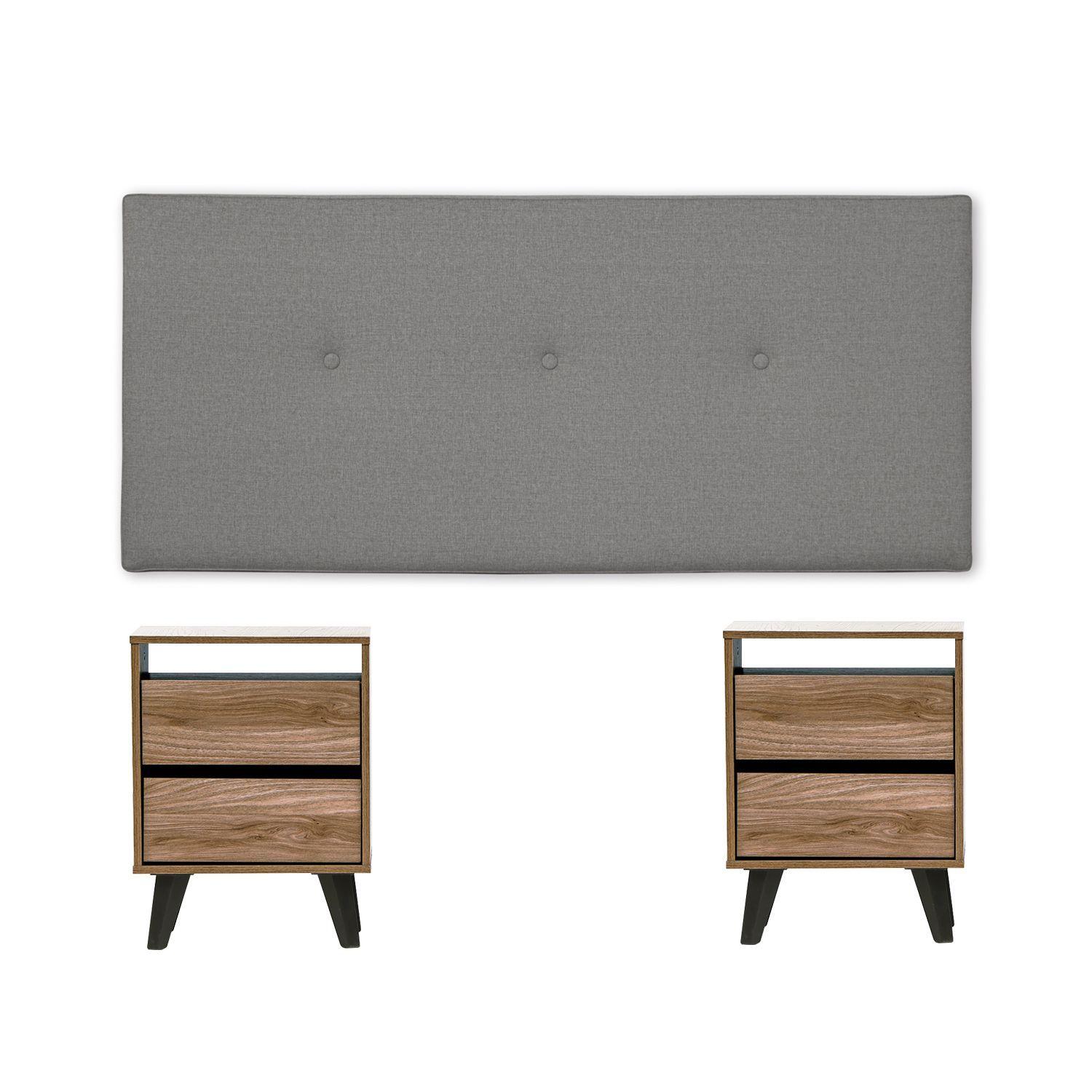 Set respaldo rapel gris + 2 veladores atacama cafe-0