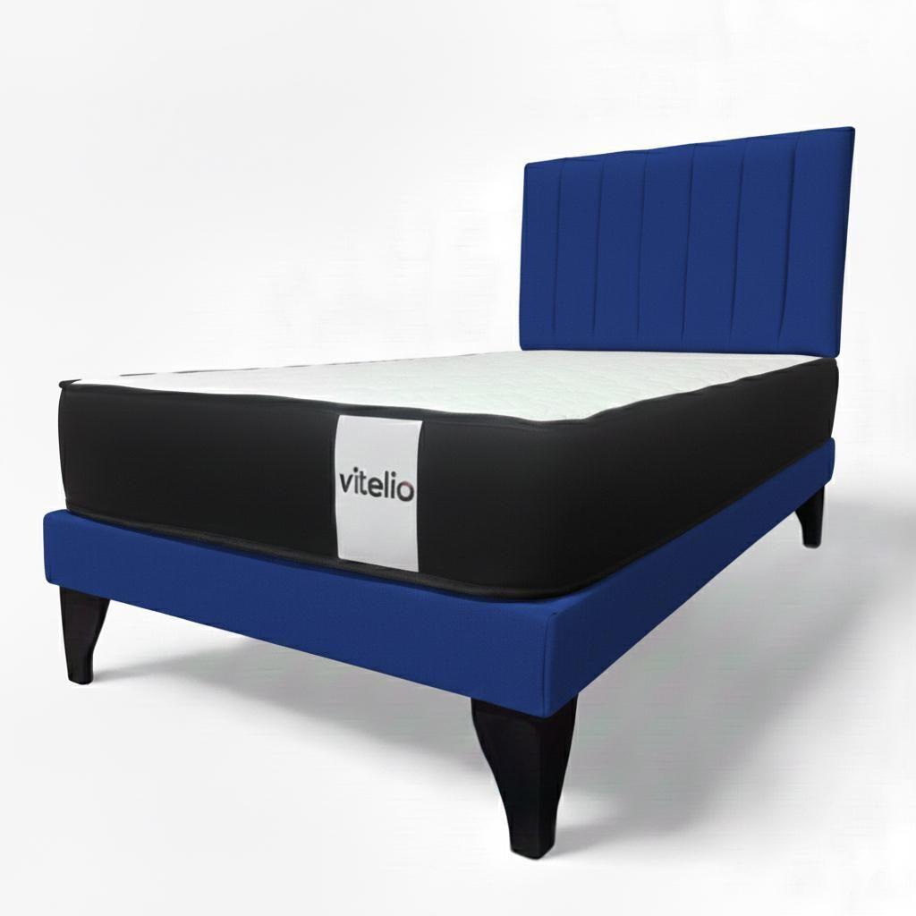 CAMA 1,5 PLAZAS MODULAR EUROPEA AZUL REY + COLCHÓN ORTOPÉDIC-1