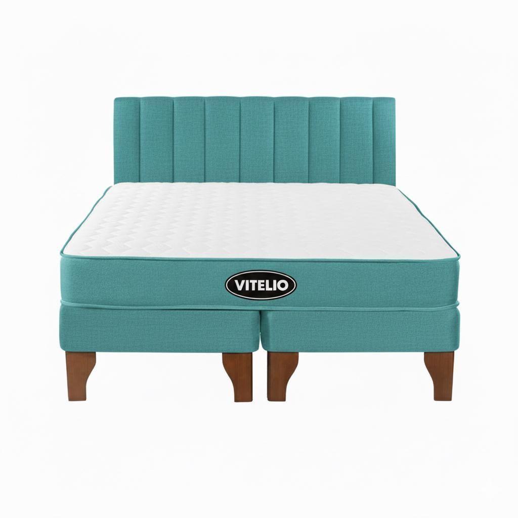 CAMA 2 PLAZAS MODULAR EUROPEA TURQUESA + COLCHÓN ORTOPÉDIC-1