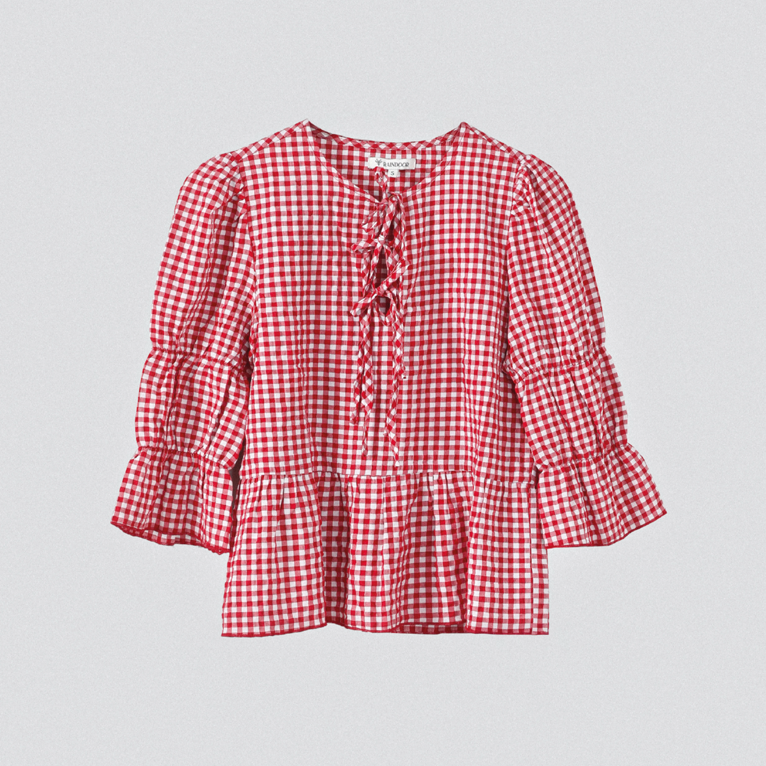 Blusa Vichy Lazos Roja Mujer Raindoor-5