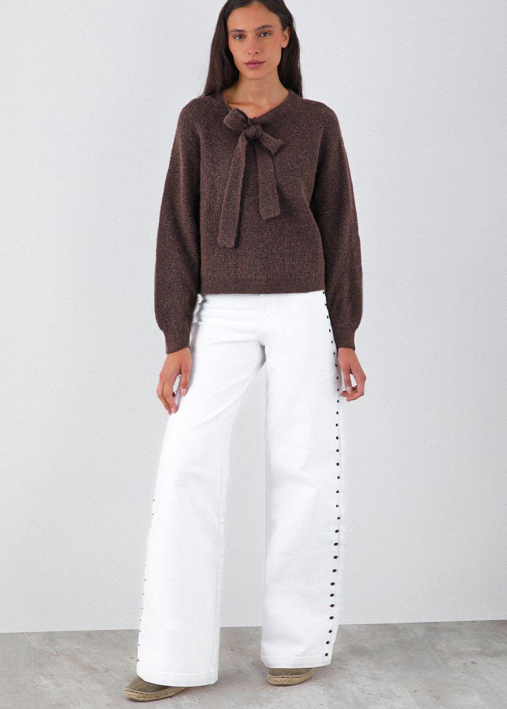 Sweater Lazo Frontal Café Mujer Raindoor-1