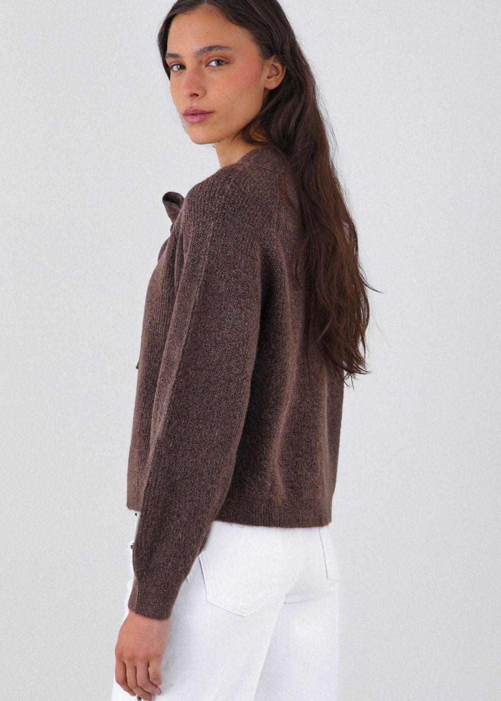 Sweater Lazo Frontal Café Mujer Raindoor-2