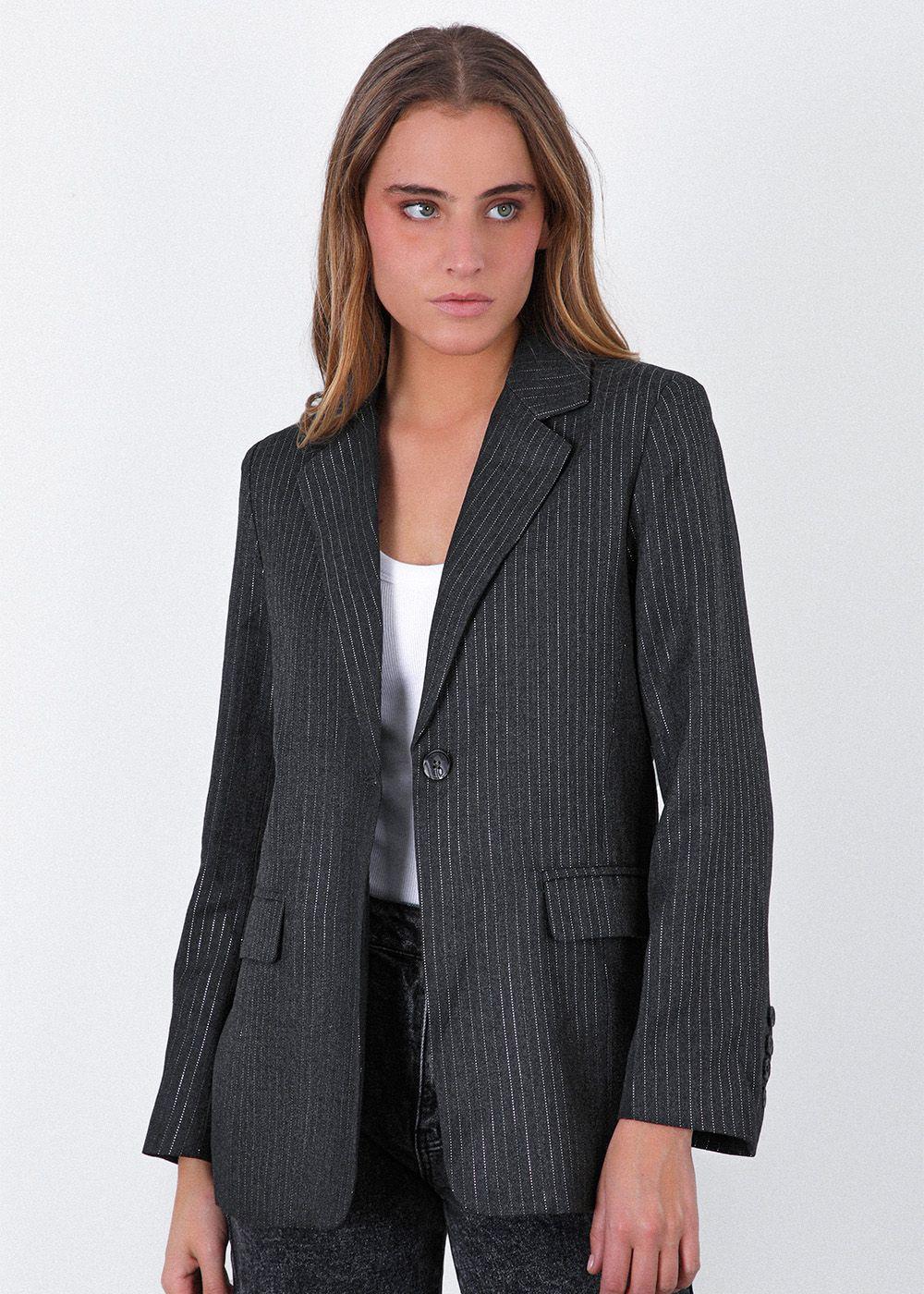 Blazer Raya Lurex Gris Mujer Raindoor-1
