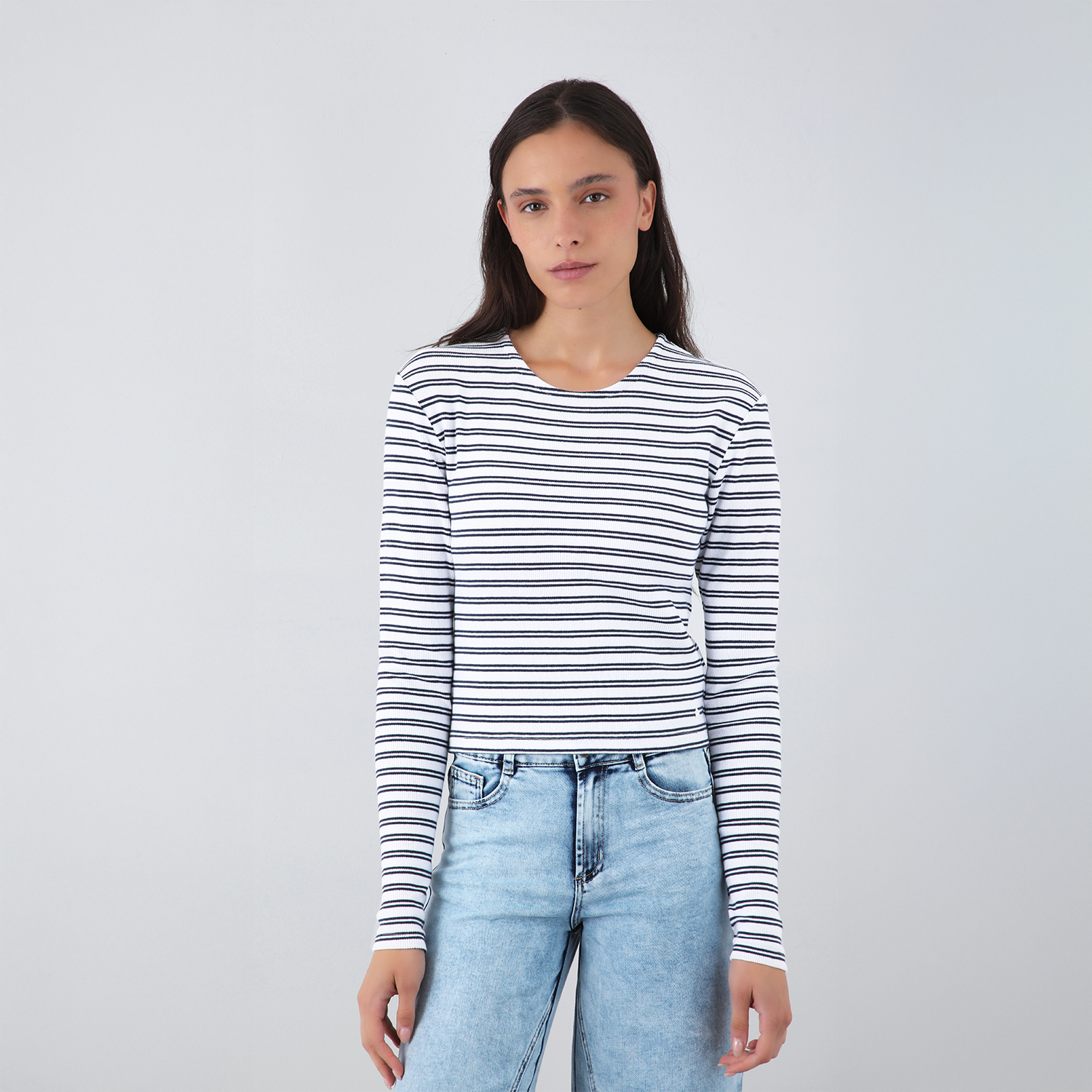Polera Manga Larga Lineas Blanco Mujer Raindoor-0