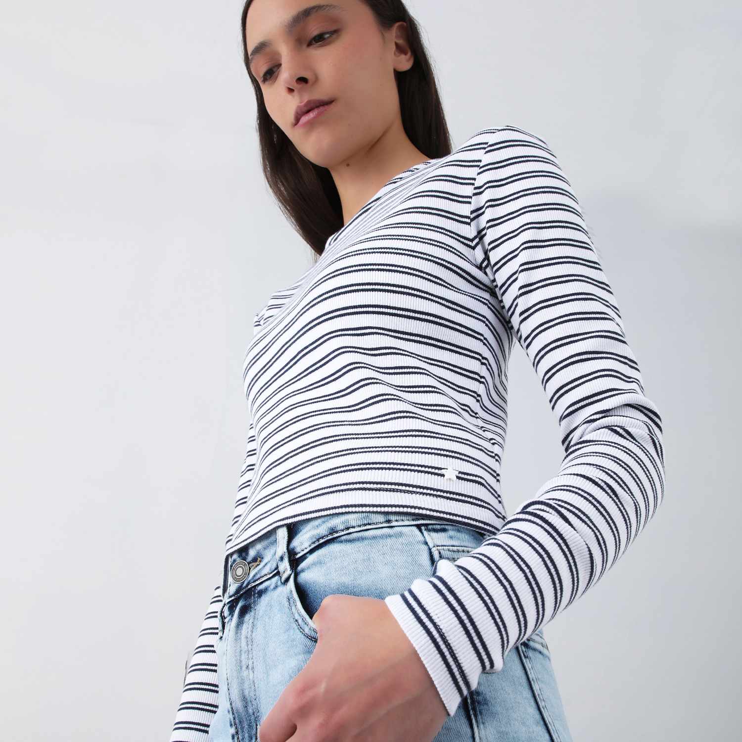 Polera Manga Larga Lineas Blanco Mujer Raindoor-2