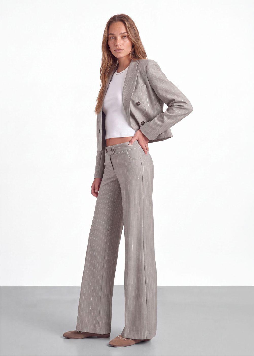 Pantalon Sastrero Lurex Beige Mujer Raindoor-0