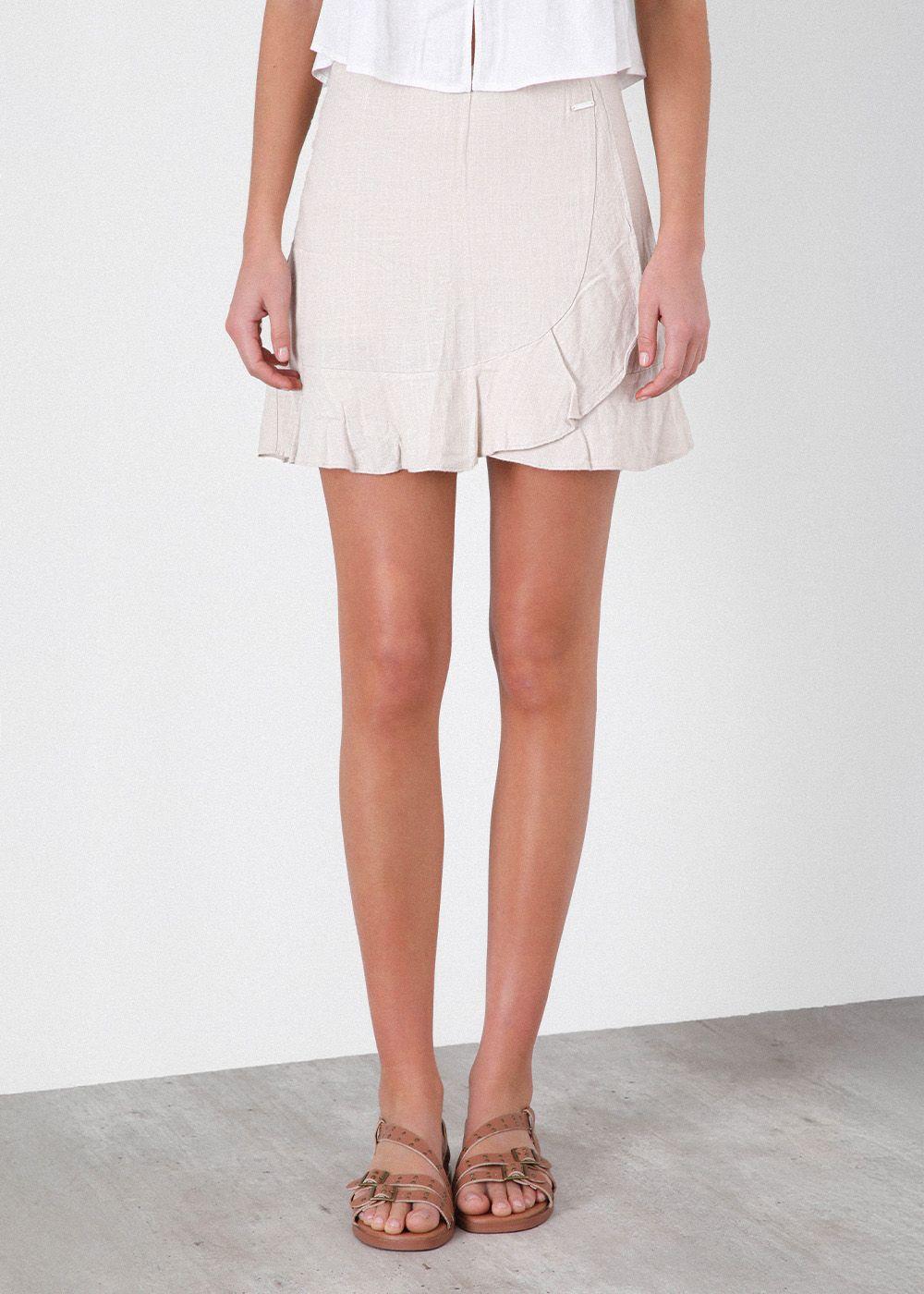 Falda Vuelos Lino Ecru Mujer Raindoor-0