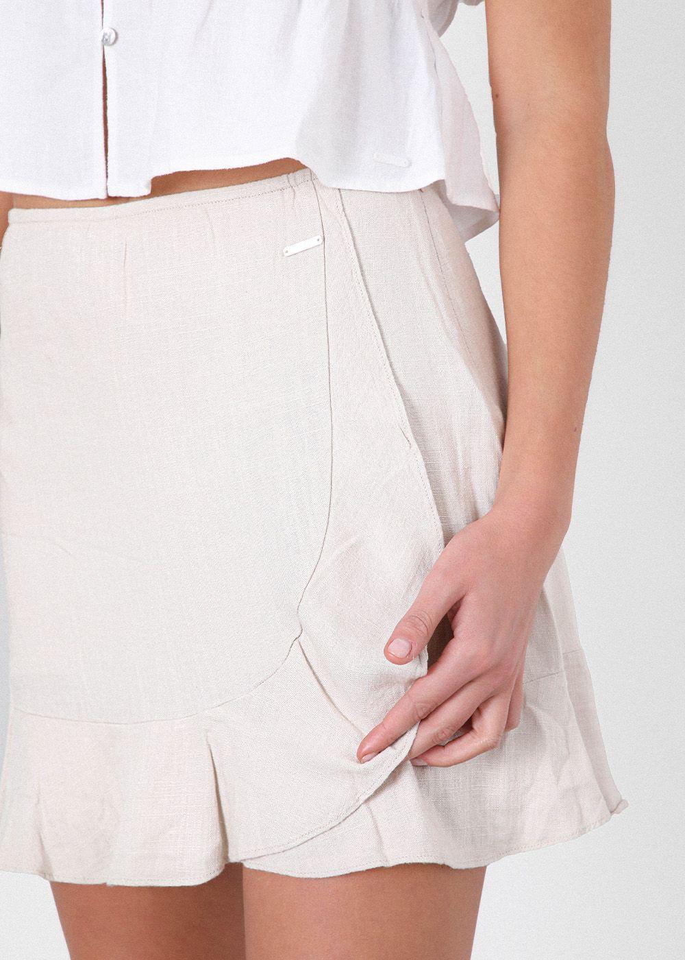 Falda Vuelos Lino Ecru Mujer Raindoor-1