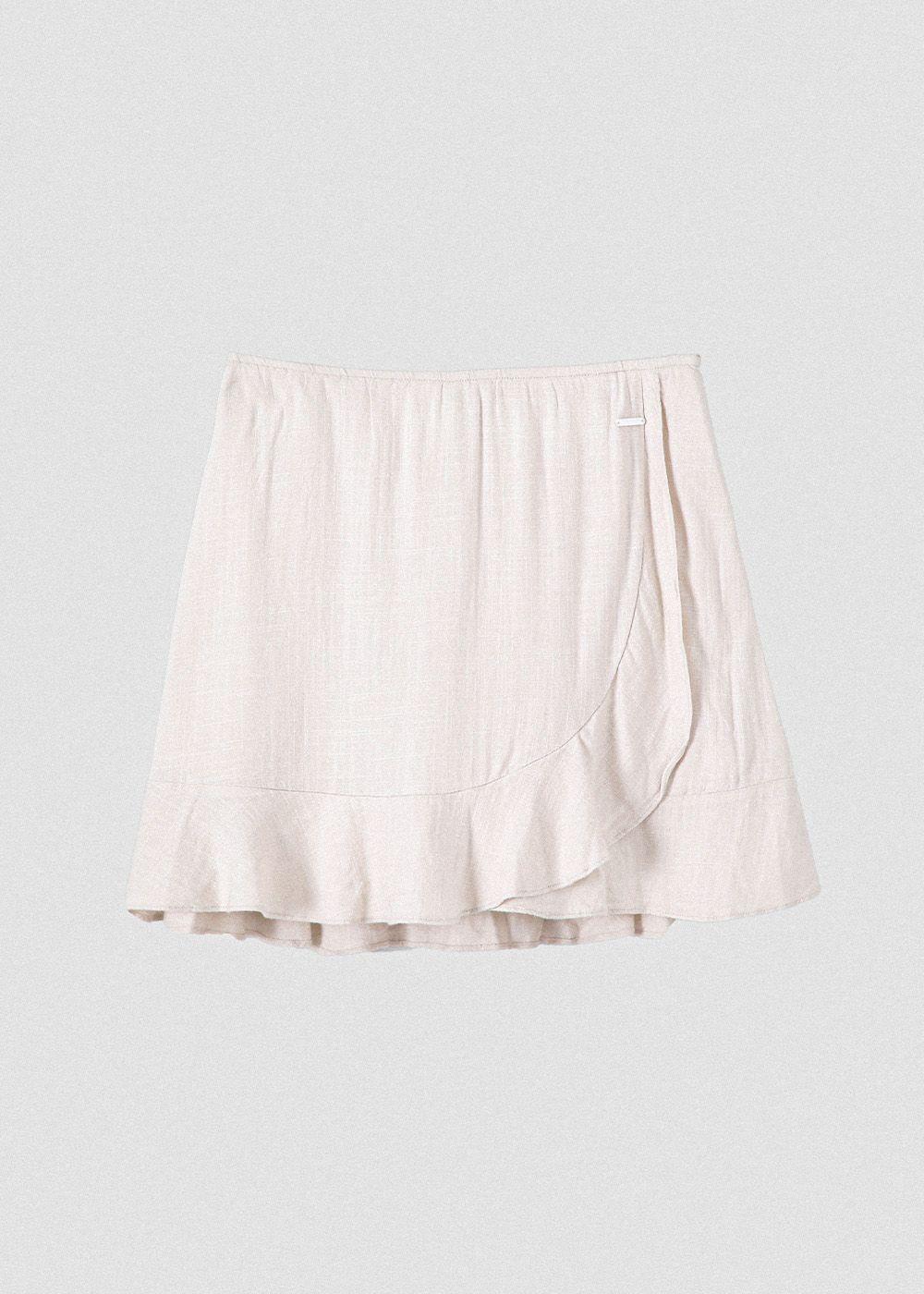 Falda Vuelos Lino Ecru Mujer Raindoor-5