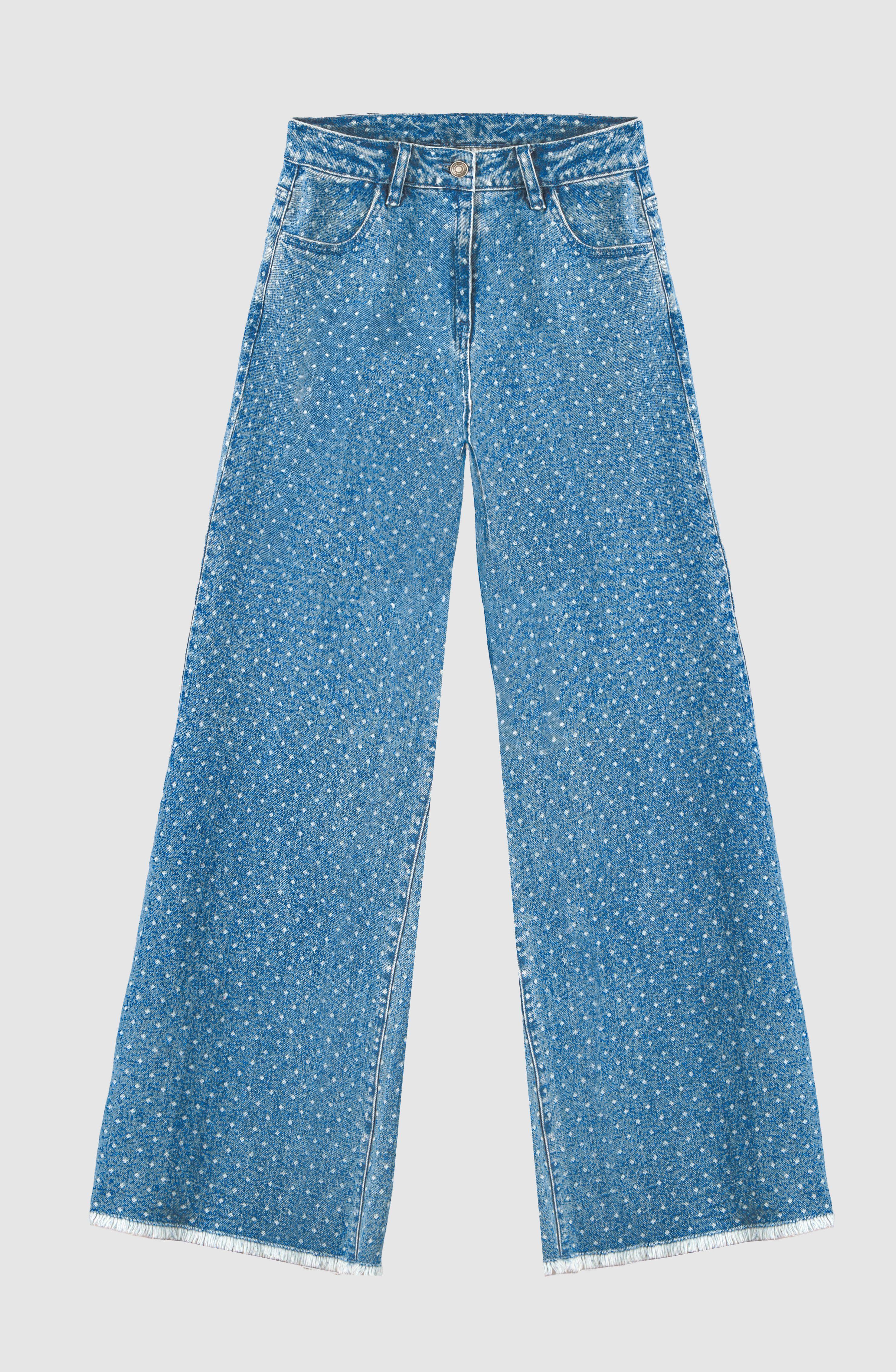 Pantalón Laser Rombos Azul Straight Mujer Raindoor-0