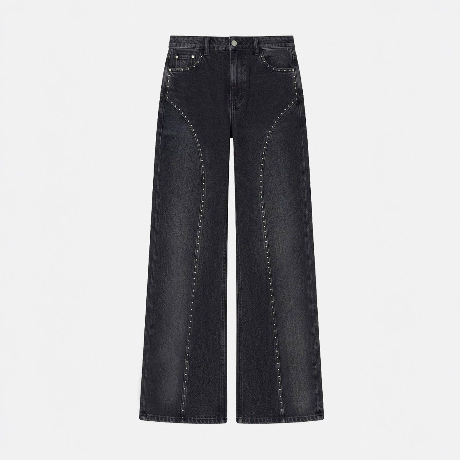 Pantalon Corte Tachas Wide Gris Mujer Raindoor-3