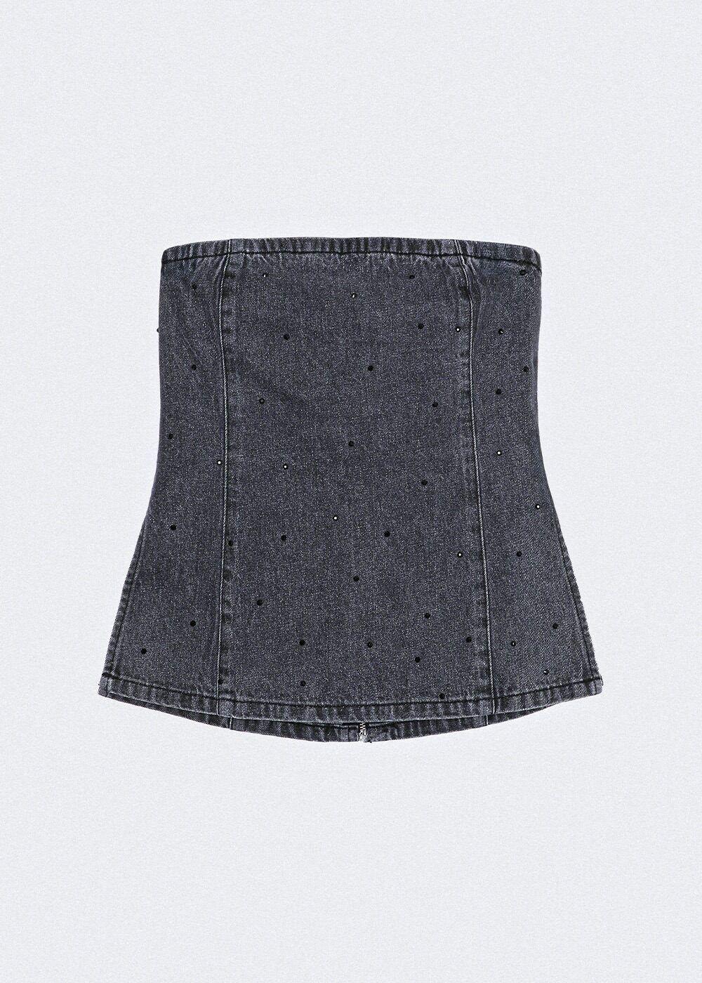 Top strapless strass Negro Mujer Raindoor-0