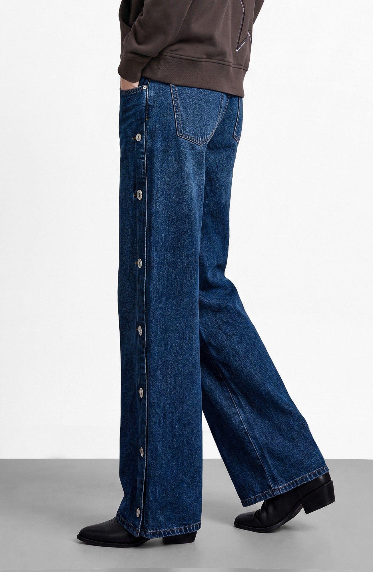 Pantalon Botones Laterales Azul Mujer Raindoor-3
