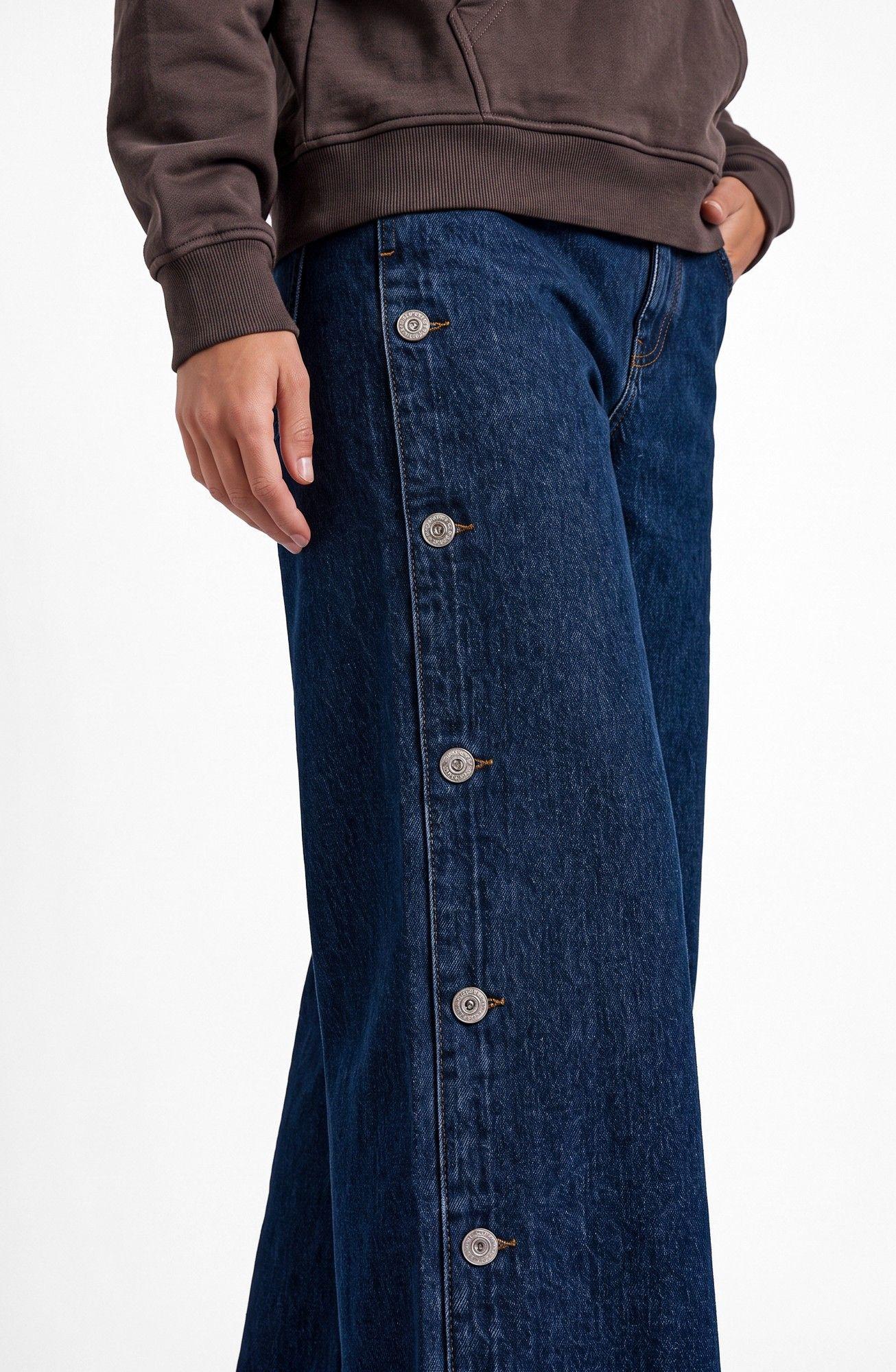 Pantalon Botones Laterales Azul Mujer Raindoor-4