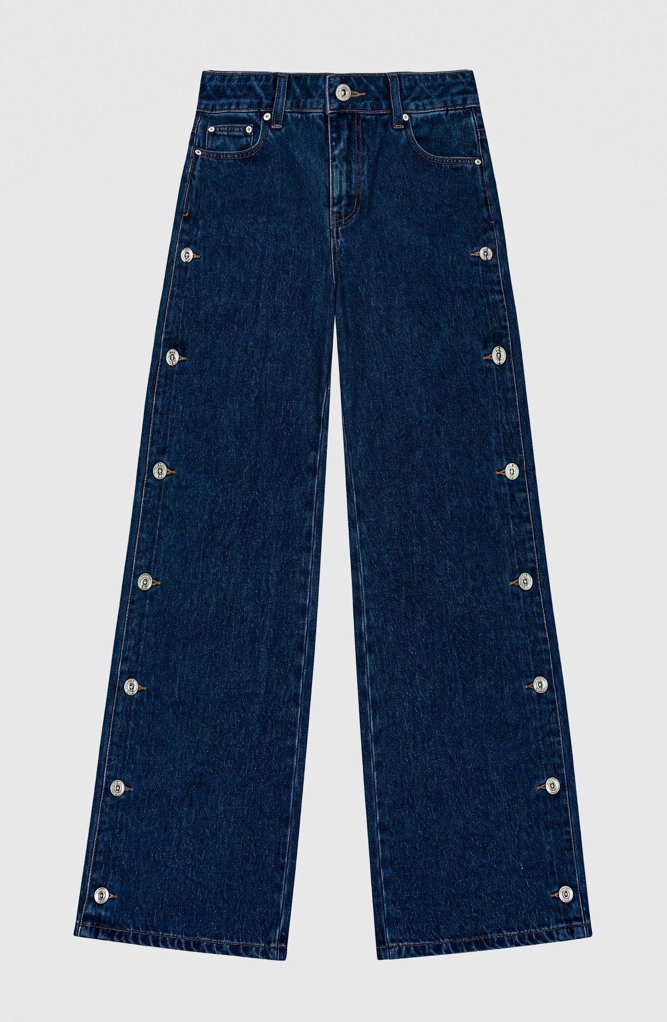 Pantalon Botones Laterales Azul Mujer Raindoor-5